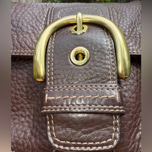 Coach Signature Sufflette Pebbled Leather Shoulder Chocolate Brown SOHO - Picture 7 of 17
